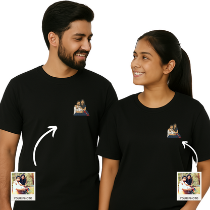 Custom Photo T-Shirt  for Couple - Embroidery and Printed