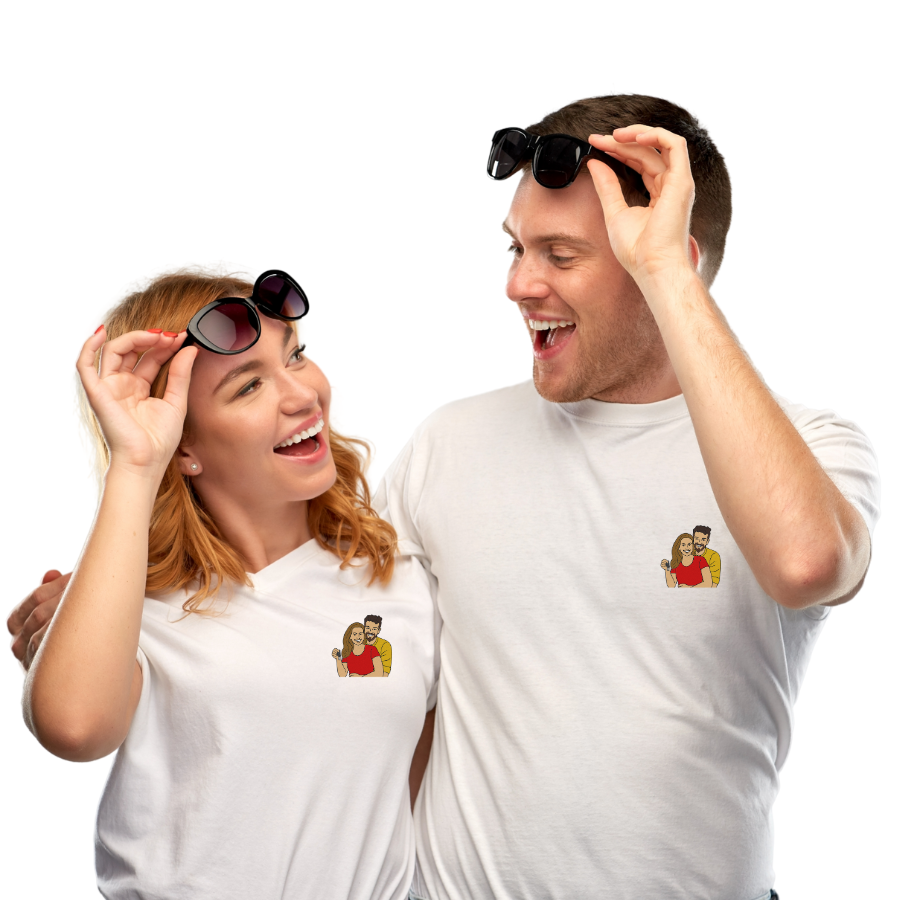 Custom Photo T-Shirt  for Couple - Embroidery and Printed