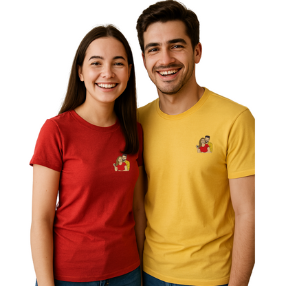 Custom Photo T-Shirt  for Couple - Embroidery and Printed