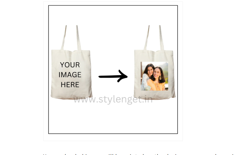 Example showing how your image is personalized on a tote bag